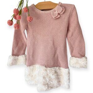 Catherine Malandrino Mini Pink Knit Sweater Dress With Faux Fur Trim ✨HP!✨